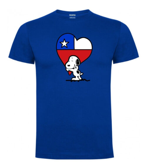 polera estampado snoopy corazon chileno azul