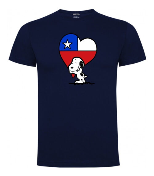 polera estampado snoopy corazon chileno azul oscuro