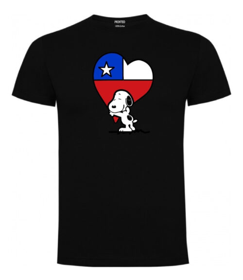 polera estampado snoopy corazon chileno negro