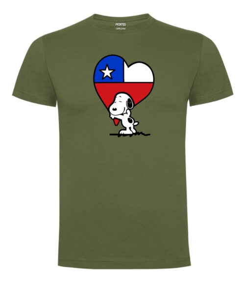 polera estampado snoopy corazon chileno verde musgo