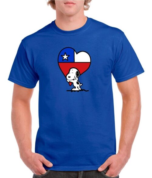 polera hombre estampado snoopy corazon chileno azul