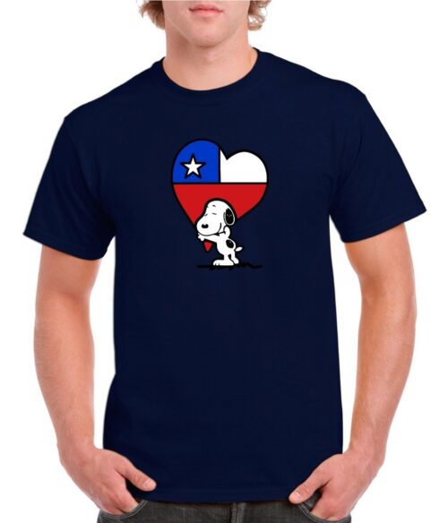 polera hombre estampado snoopy corazon chileno azul oscuro