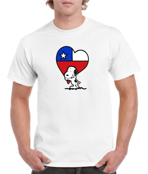 polera hombre estampado snoopy corazon chileno blanco