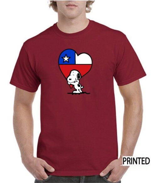 polera hombre estampado snoopy corazon chileno bordo