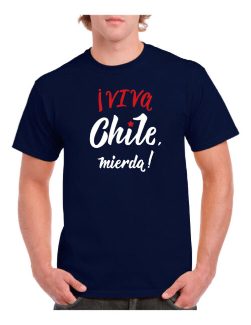 polera hombre estampado viva chile azul oscuro