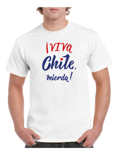 polera hombre estampado viva chile blanco