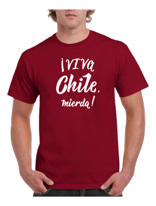 polera hombre estampado viva chile bordo