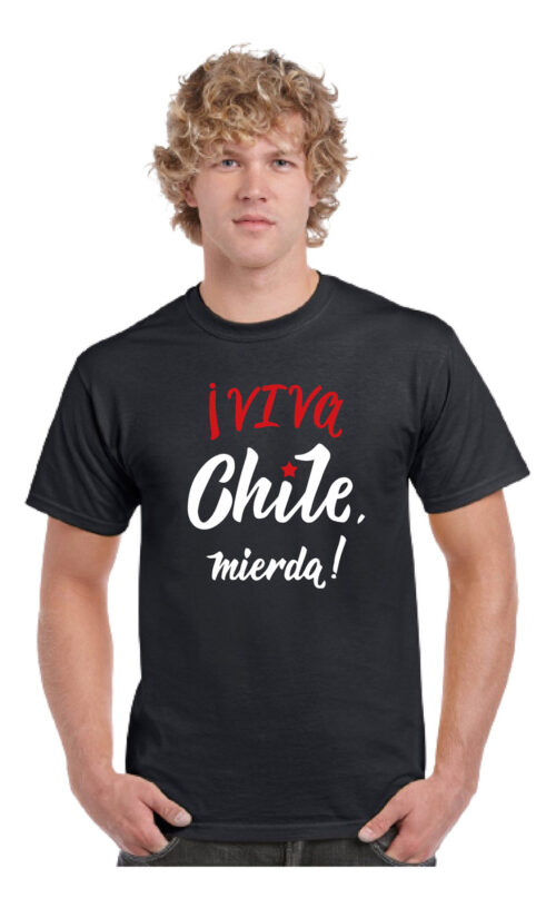 polera hombre estampado viva chile negro