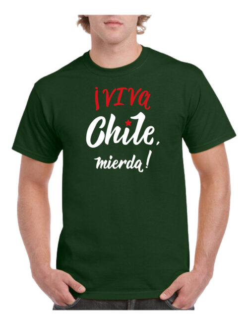 polera hombre estampado viva chile verde oscuro