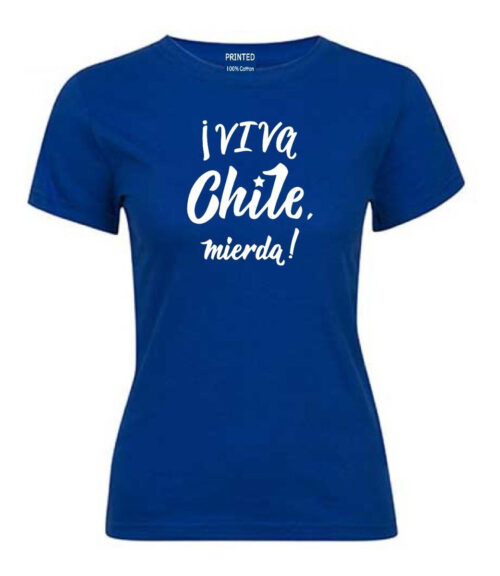 polera mujer estampado fiestas patrias viva chile azul