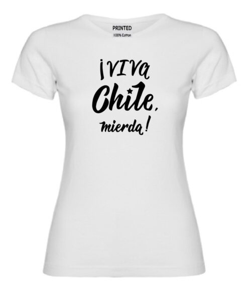 polera mujer estampado fiestas patrias viva chile blanco