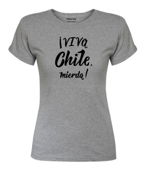 polera mujer estampado fiestas patrias viva chile gris