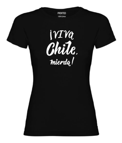 polera mujer estampado fiestas patrias viva chile negro