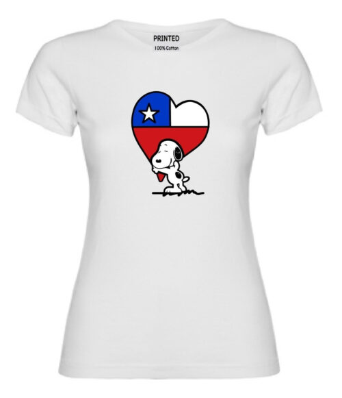 polera mujer estampado snoopy corazon chilena blanco