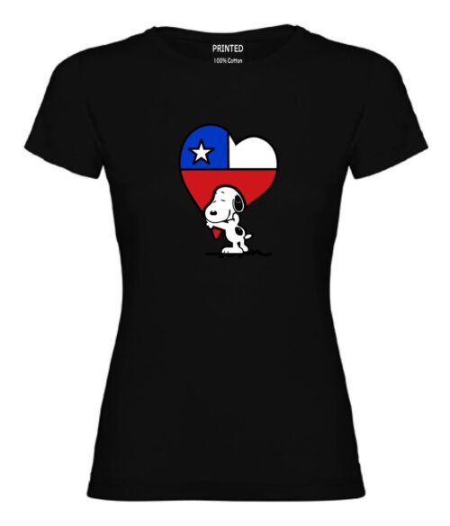 polera mujer estampado snoopy corazon chilena negro