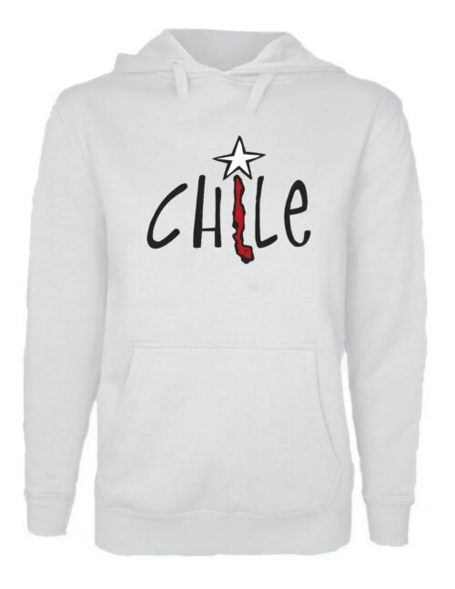 poleron estampado unisex chile blanco