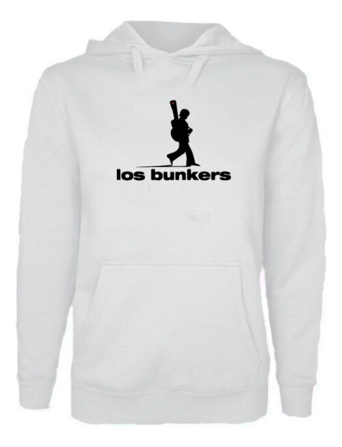 poleron estampado unisex los bunkers banda rock chileno blanco