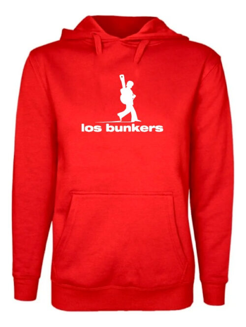 poleron estampado unisex los bunkers banda rock chileno rojo