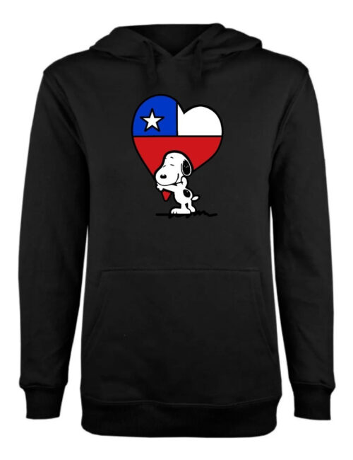 poleron estampado unisex snoopy corazon chileno negro