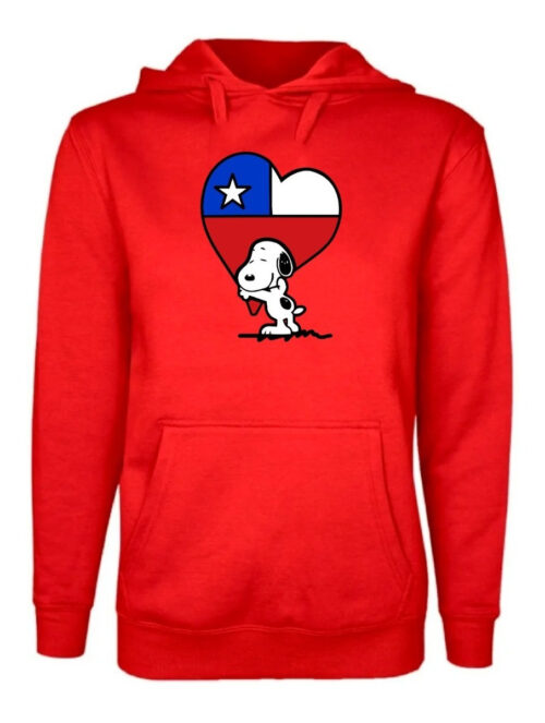 poleron estampado unisex snoopy corazon chileno rojo