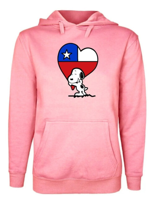 poleron estampado unisex snoopy corazon chileno rosa