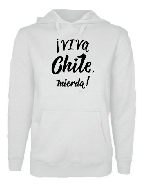 poleron estampado unisex viva chile blanco